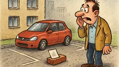 Banc: Un tip parchează mașina, găsește cărămidă